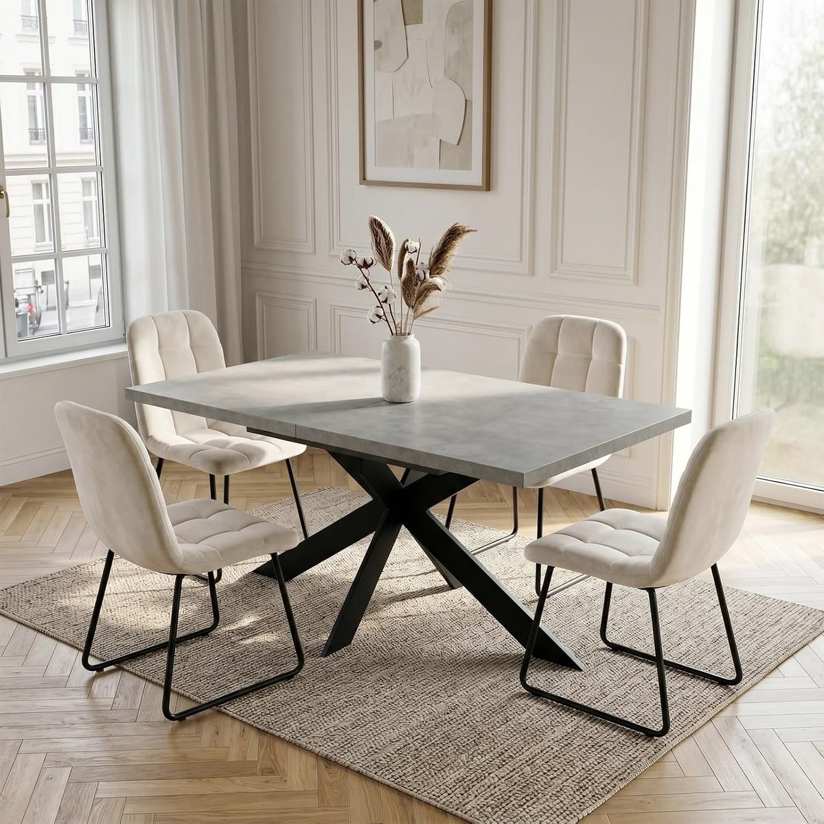 Mesa de comedor extensible JIEXI con 4 sillas
