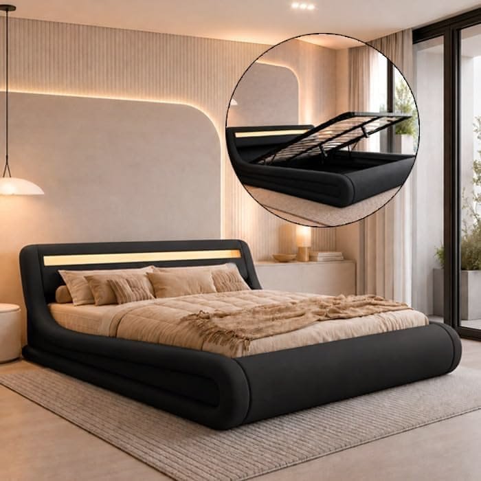 Cama de matrimonio Rodas con canapé y luz LED